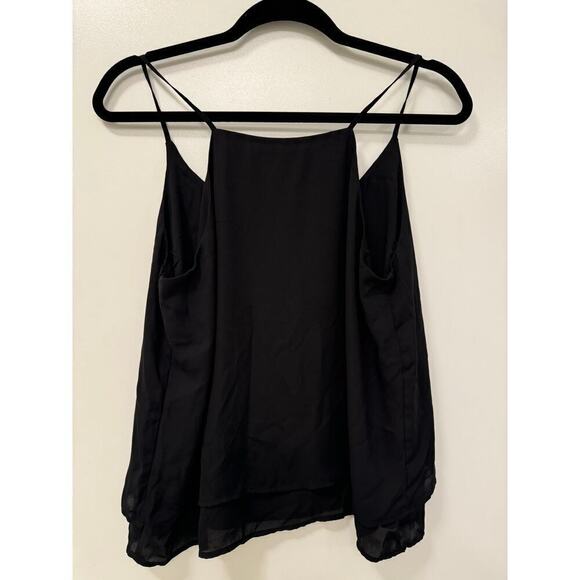 Forever 21 Medium Black Cami Flowy Layered Blouse Spaghetti Straps - Picture 2 of 5